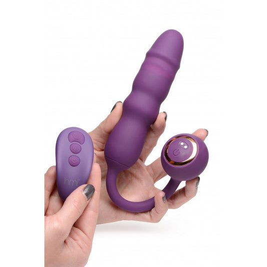 Inmi Thru Thumper Thrusting Silicone Vibrator with Remote Purple
