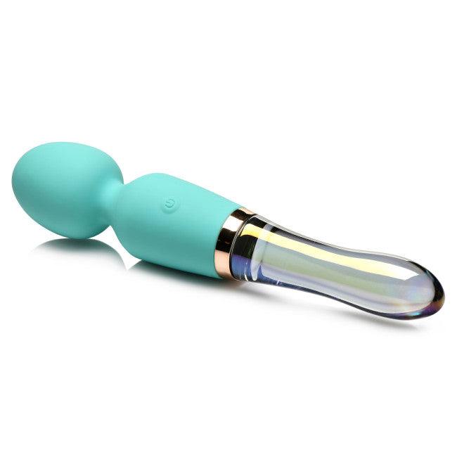 Prisms Vibra-Glass 10X Turquoise Dual Ended Silicone/Glass Wand Teal