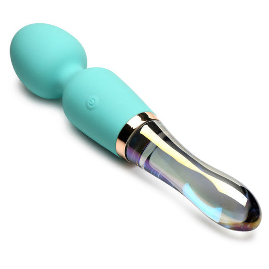 Prisms Vibra-Glass 10X Turquoise Dual Ended Silicone/Glass Wand Teal