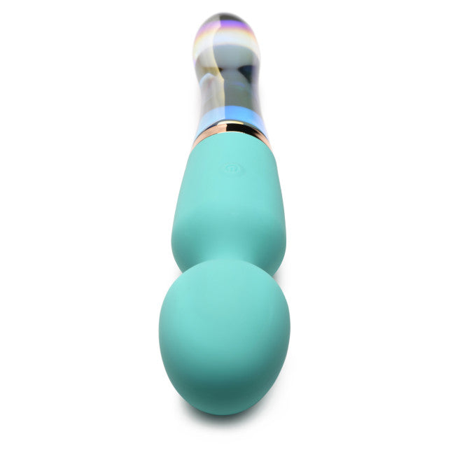 Prisms Vibra-Glass 10X Turquoise Dual Ended Silicone/Glass Wand Teal