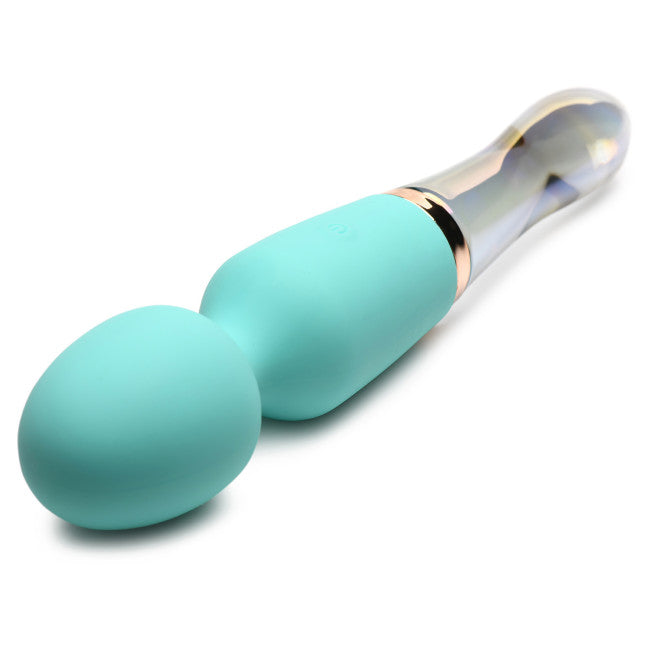 Prisms Vibra-Glass 10X Turquoise Dual Ended Silicone/Glass Wand Teal