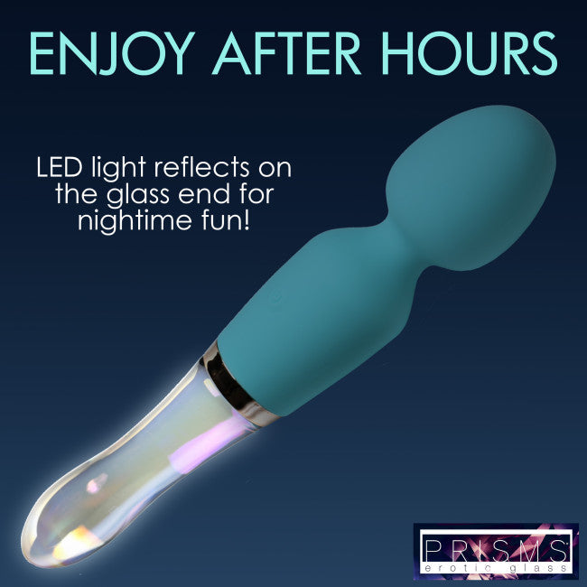 Prisms Vibra-Glass 10X Turquoise Dual Ended Silicone/Glass Wand Teal