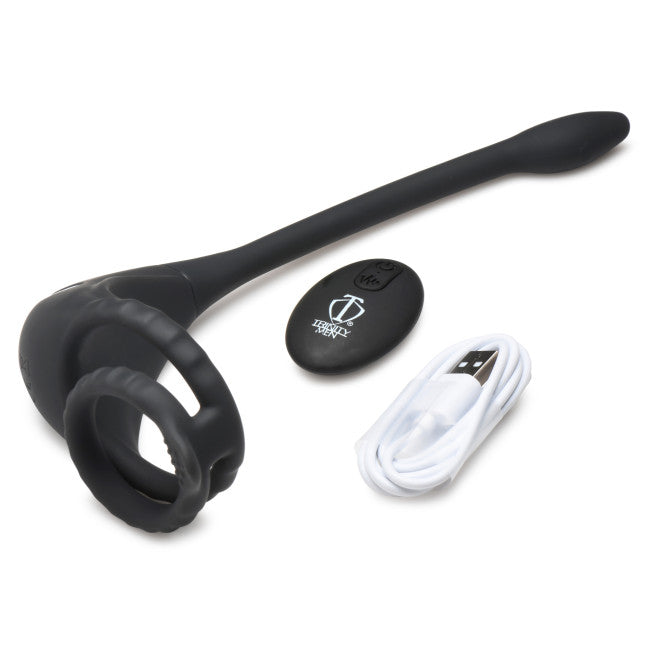 Trinity Men Vibrating C-Ring + Anal Stimulator Black