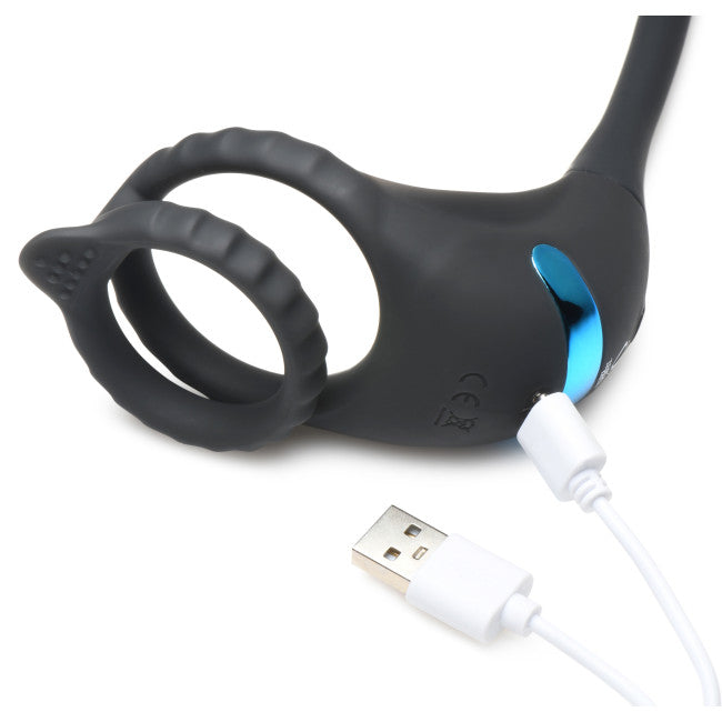 Trinity Men Vibrating C-Ring + Anal Stimulator Black