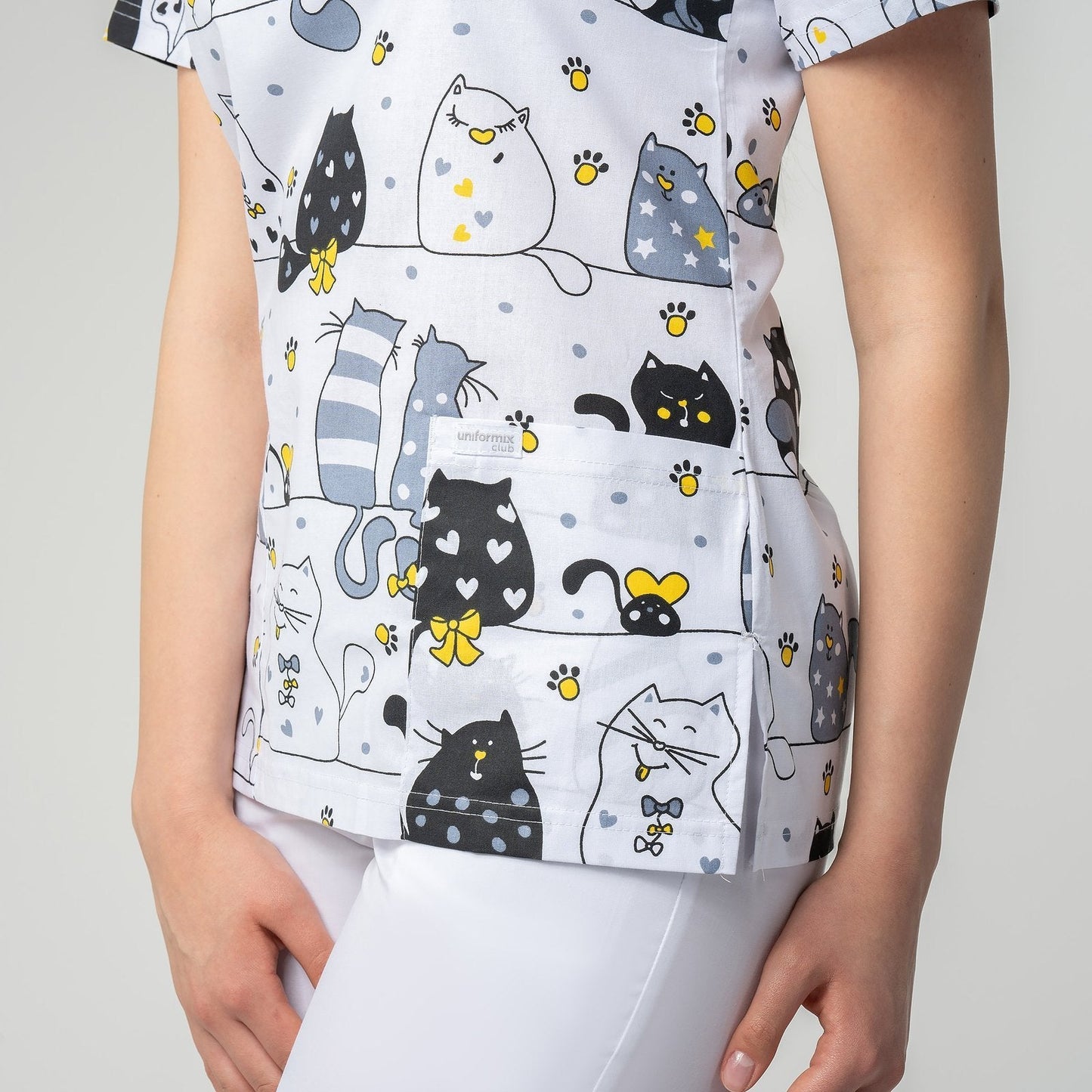 Women's medical shirt Halena CM1001P cats with stripes