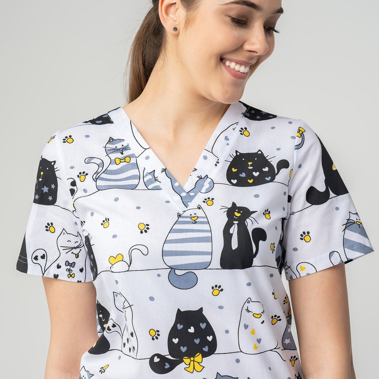 Women's medical shirt Halena CM1001P cats with stripes