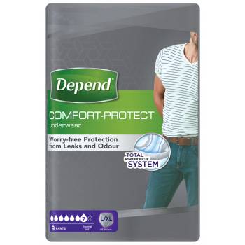 Depend Normal Men's L / XL Absorbent Underwear Stretch Pants 9 pcs