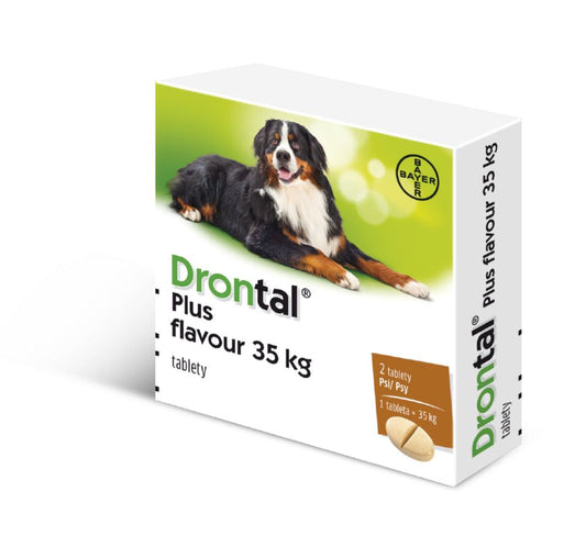 Drontal Plus Dog Flavor 35kg de-worming tablets 2 pcs