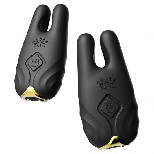 Zalo Nave Wireless Vibrating Nipple Clamps Obsidian Black