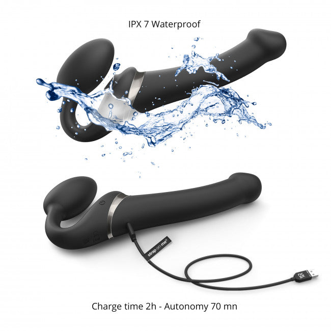strap-on-me Multi Orgasm Strap-On Vibrator with Licking Stimulator Black XL