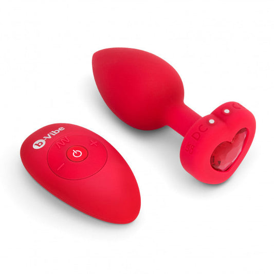 b-Vibe Vibrating Heart Plug M/L Red