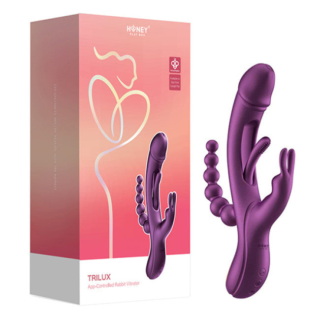 HoneyPlayBox Trilux Kinky Finger Rabbit Vibrator with Anal Beads Purple