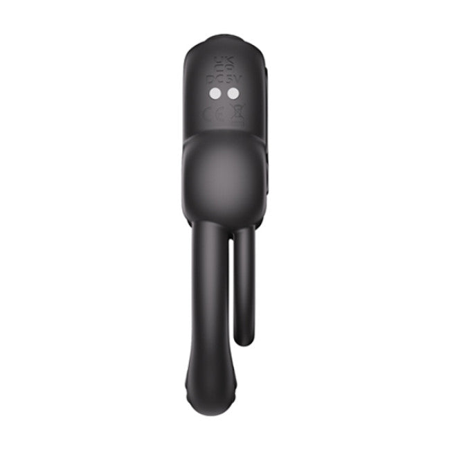 HoneyPlayBox Anello App-Controlled Vibrating Double Cock Ring with Clitoral Stimulator Black