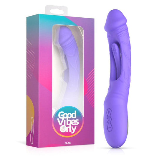 Good Vibes Only Flax Vibrating Dildo with G-Spot Stimulator Purple