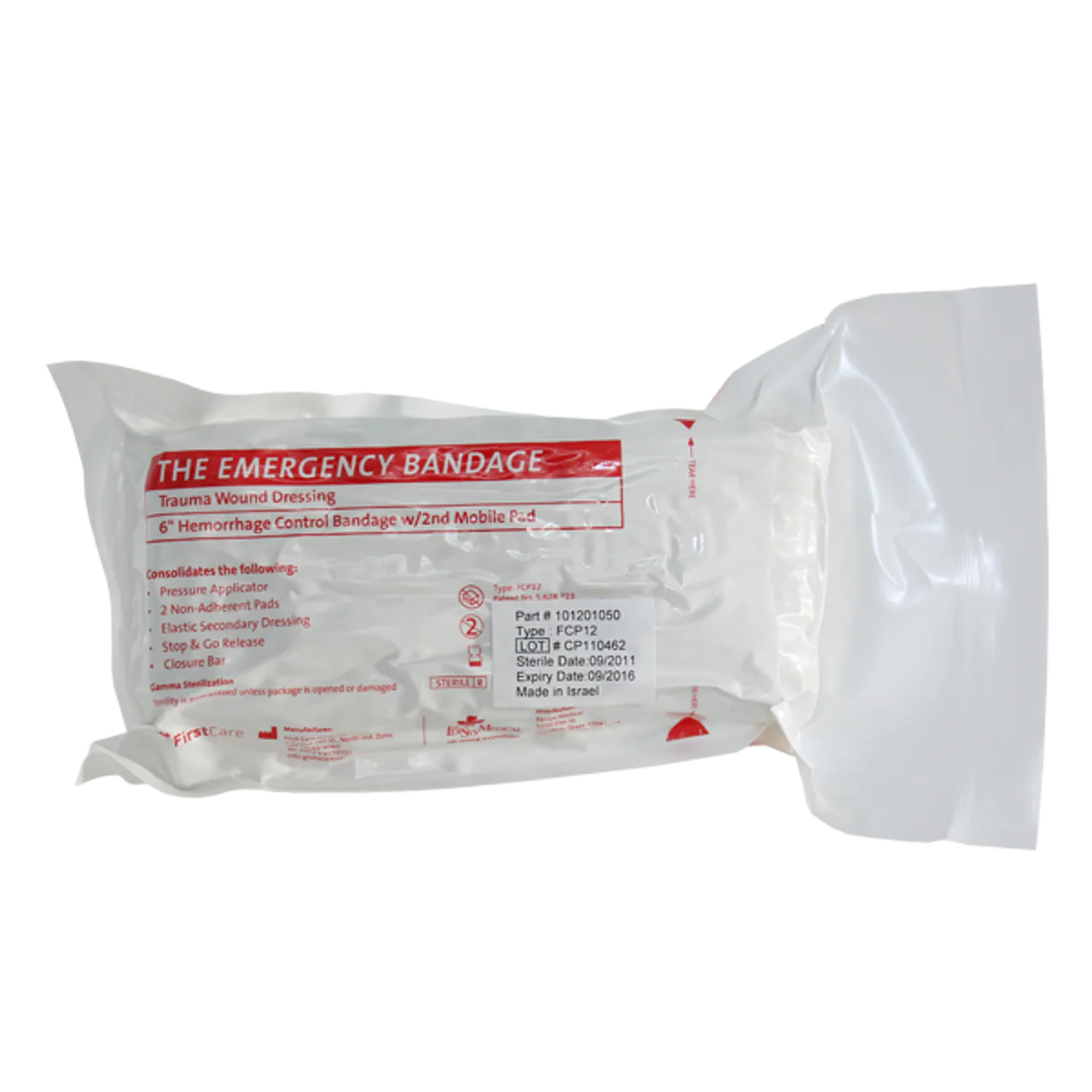 4" White Israeli Bandage with Pressure Bar