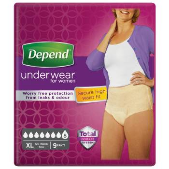 Depend Super underwear for women XL stretch panties 9 pcs