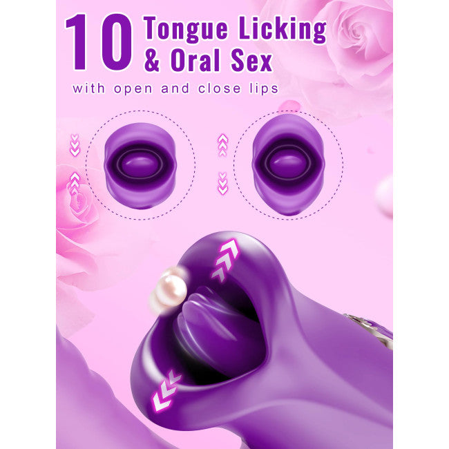 SuperLove Cum with Me Dual Vibrator with Tongue Purple
