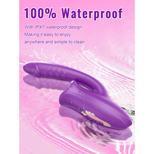 SuperLove Cum with Me Dual Vibrator with Tongue Purple