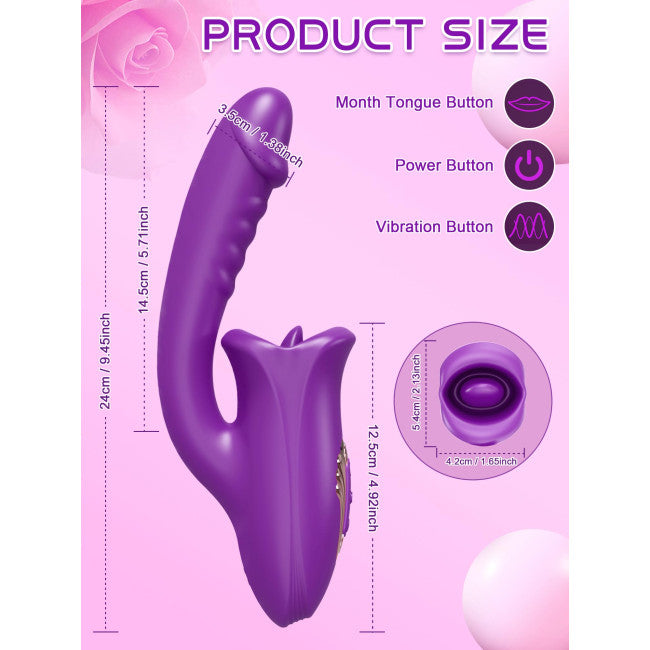 SuperLove Cum with Me Dual Vibrator with Tongue Purple