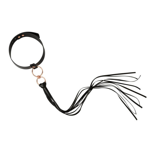 Rosy Gold Collar with Flogger Black