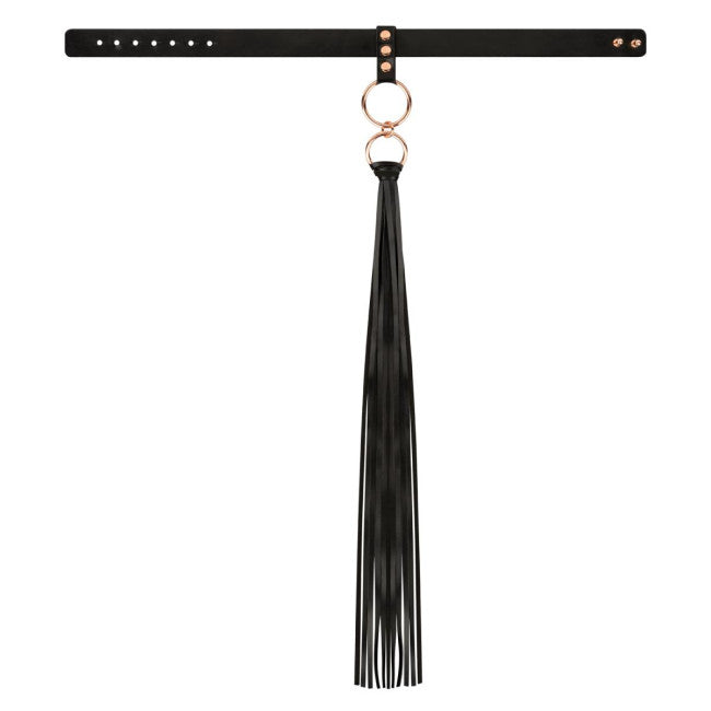 Rosy Gold Collar with Flogger Black