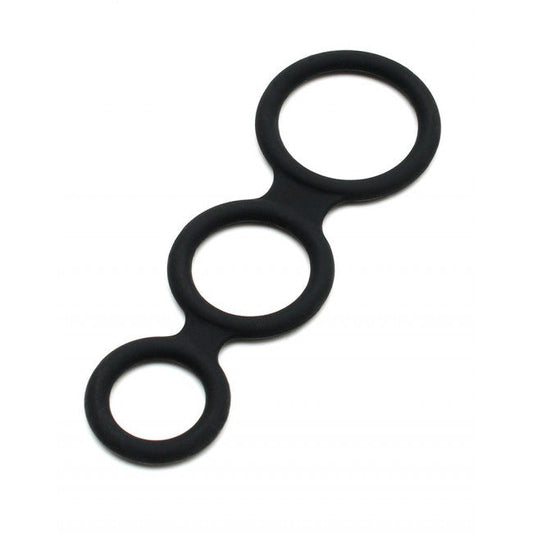 Rimba Latex Play Triple Cock Ring Black