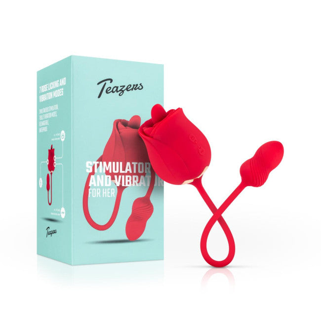 Teazers Rose Vibrator & Clitoris Stimulator Red