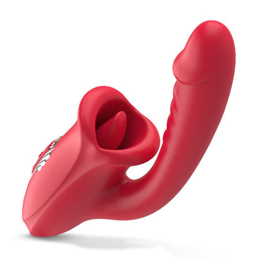 Teazers Dildo with Clitoris Stimulator Red